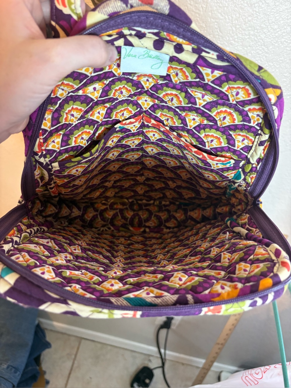 Vera Bradley Backpack Plum Crazy Adjustable Strap School Travel NWT - Picture 7 of 10